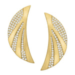 Crescent Moon Earrings - Yellow Gold With Diamonds