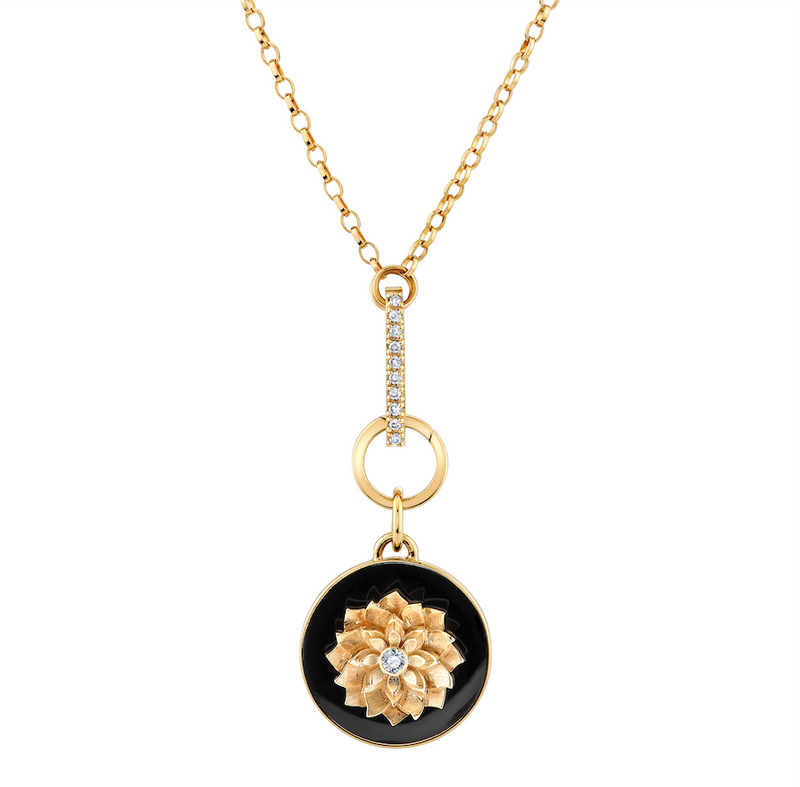 Black Enamel Lotus Token
