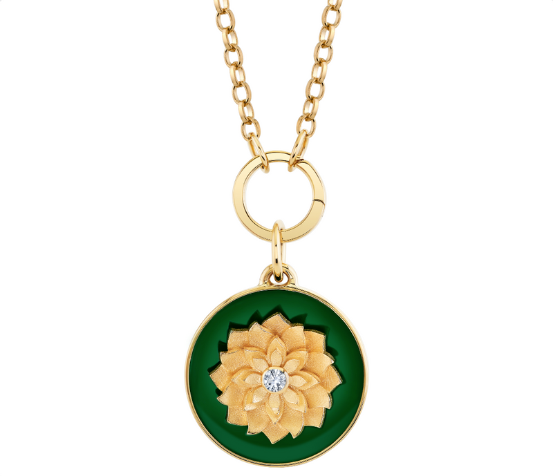 Green Enamel Lotus Token