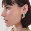 Crescent Moon Earrings - Yellow Gold With Emeralds