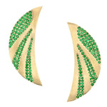 Tracee Nichols Crescent Moon Gold and Emerald Earrings