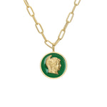 Tracee Nichols The Mini Roman Enamel Token Necklace limited edition green