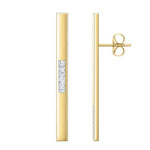 Gold Stix Earrings with Diamond Baguettes Middle-Set - 2"