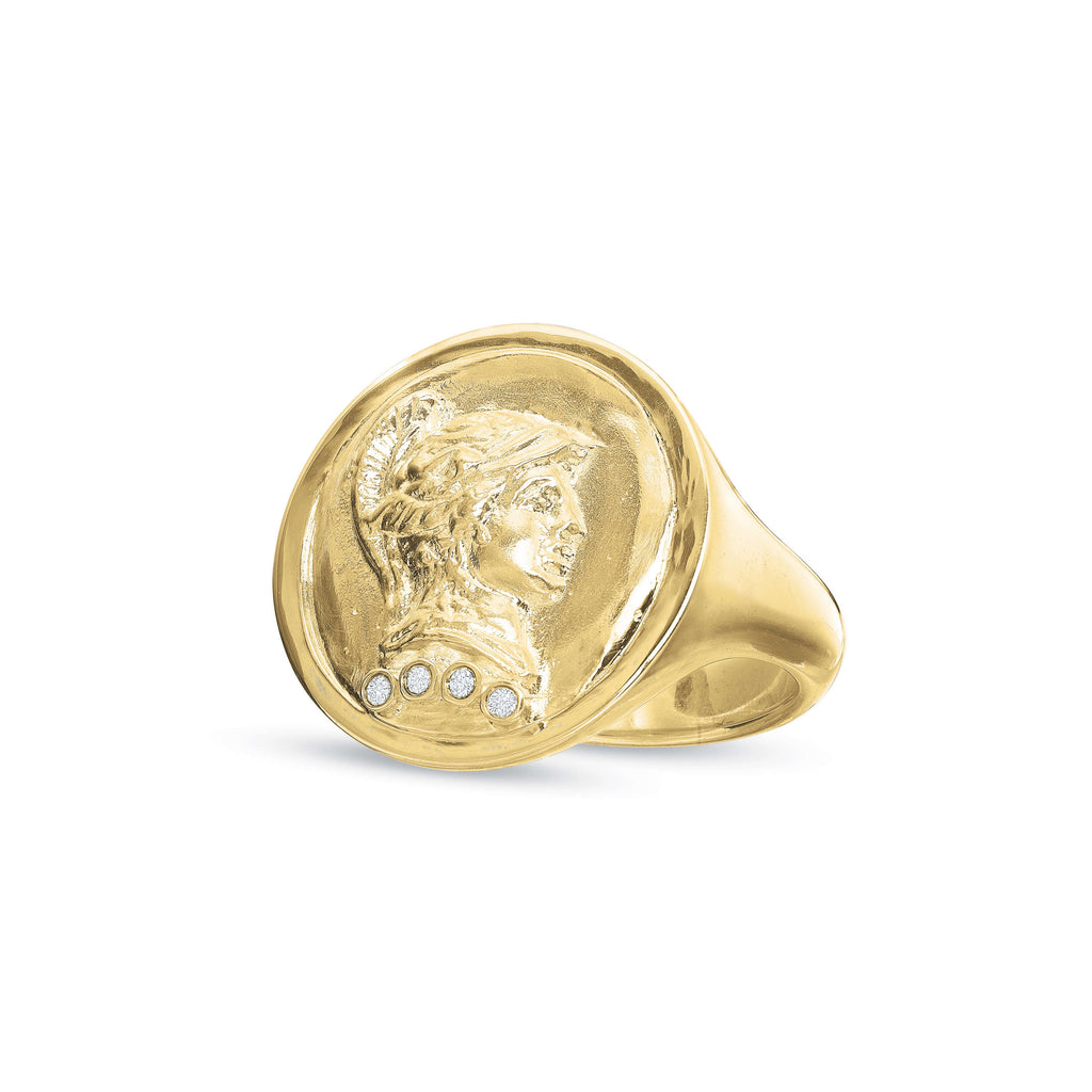 Tracee Nichols Roman Signet Ring 14k gold with diamonds