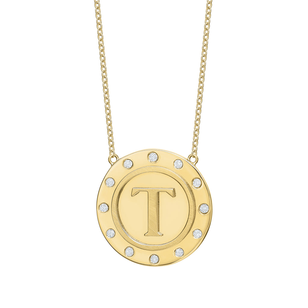 Tracee Nichols The Initial Token necklace gold with diamonds