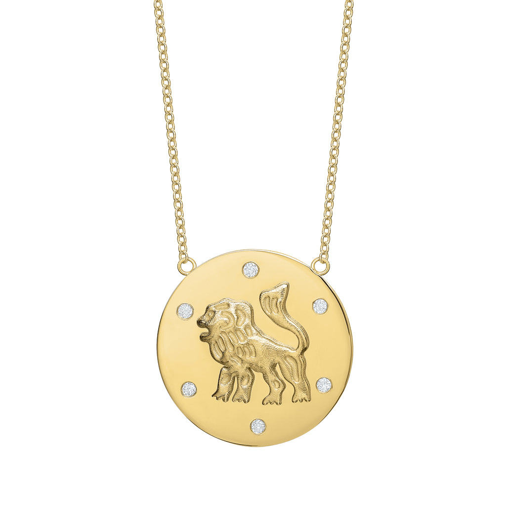 Tracee Nichols The Majestic Lion Token necklace gold with diamonds