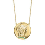 Tracee Nichols The Roman Token necklace 14k gold with emeralds
